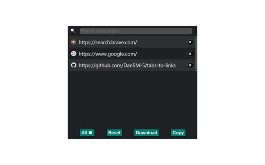 tabs-to-links main ui