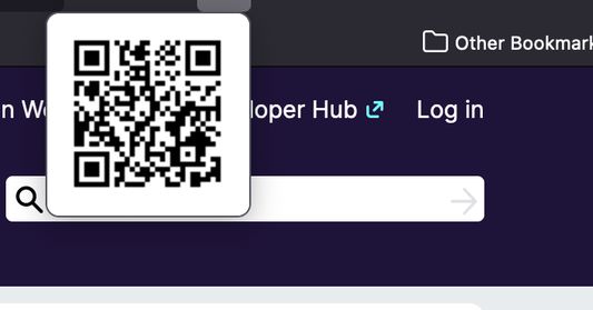 Browser button showing QR code after activation