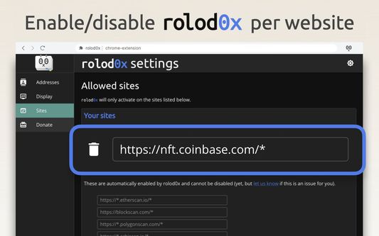 Enable/disable rolod0x per website