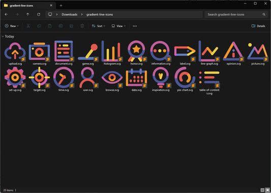 SVG icons from gradient line icons collection