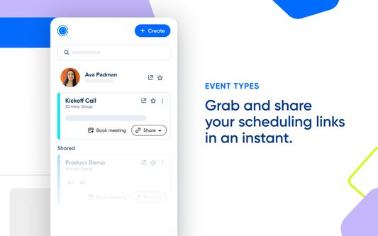 Quickly access your event types from anywhere on the web.
