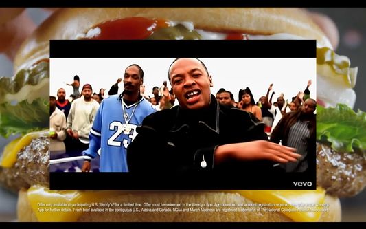 Dr. Dre - "Still D.R.E." music video playing over a Wendy's commercial.