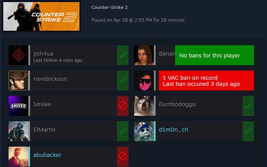 Check your recently played games to see who got banned, hover over ban icon to see how recent it is