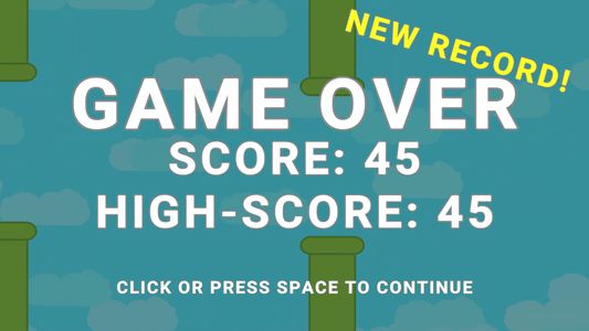 A game over screen displaying a new high-score