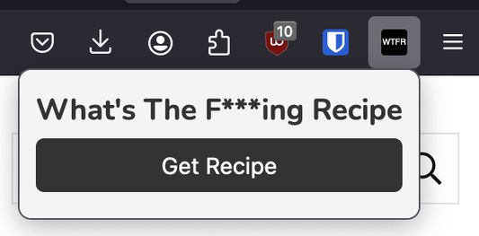 Screenshot of the open extension that shows the "Get Recipe" button.