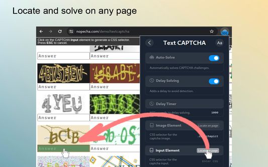 Locate and solve custom CAPTCHA on any page