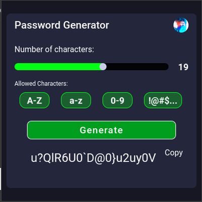 Select the characters you want to include in the password and click on generate button.