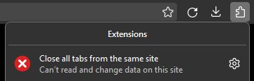Button in the Extensions menu