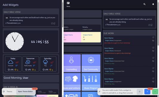 The widget-adding drawer.