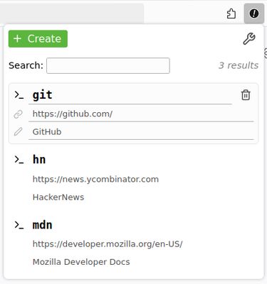 The Alias popup menu.