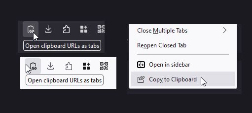 Clipboard to Tabs UI (in toolbar and Tab context menu)