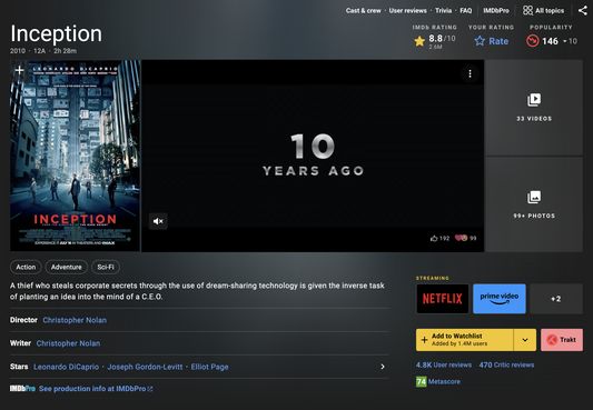 "Trakt" button next to watchlist on IMDb