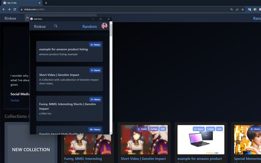 Easily add links to your collection without leaving what you were doing.