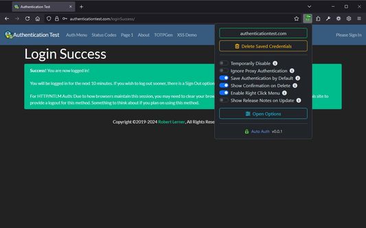 Saved Credentials Popup