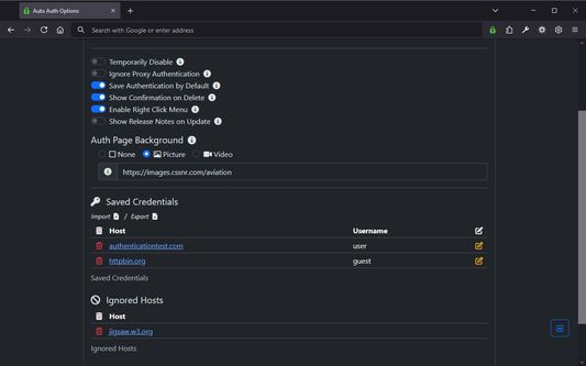 Options Page