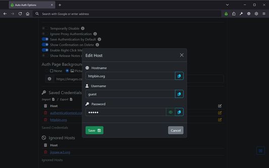 Edit Saved Credentials