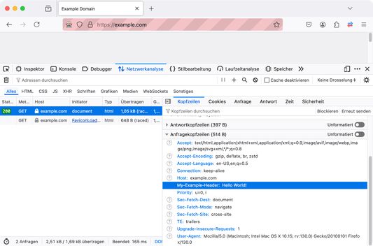 You can see the new header in the network console.