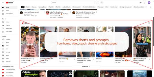 Removes shorts and prompts.