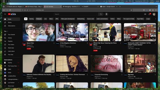 YouTube homepage, filled exclusively with MegaIceTV content.