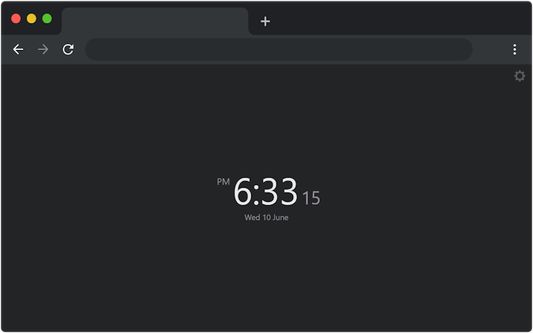 Screenshot of new tab page with Digital Clock