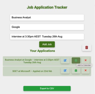 Add Job Application to the calendar