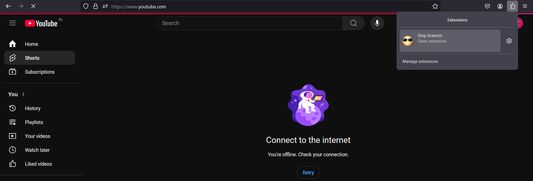 Upon clicking on YouTube Shorts, you'll be automatically redirected to the main YouTube homepage (youtube.com).