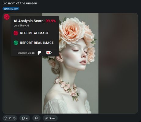 Red indicator shown when an image is AI generated