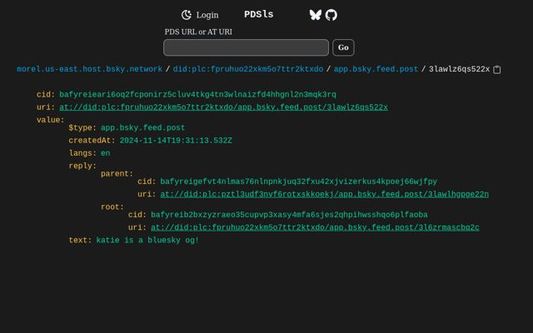 PDSls page for Dan Abramov's post: https://bsky.app/profile/danabra.mov/post/3lawlz6qs522x