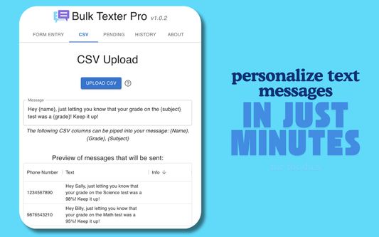 Personalize your texts with CSV Upload!
