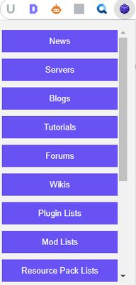 A preview of the addon's premade categories with websites