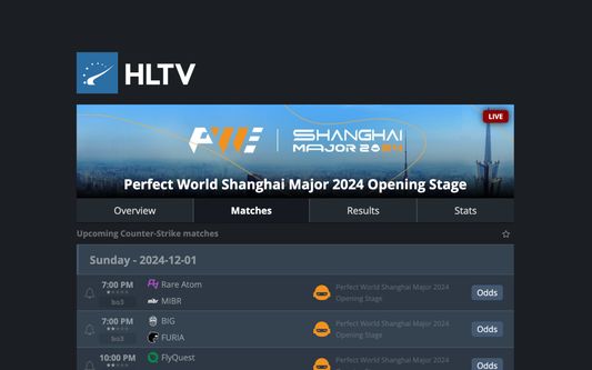 Match list with 12-hour times