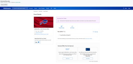 Codes displayed at top of retail page
