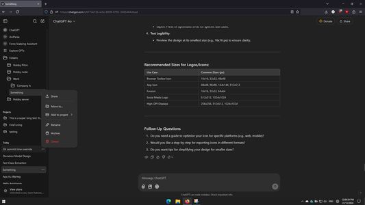 New Chat menu