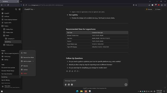 Existing Chat menu