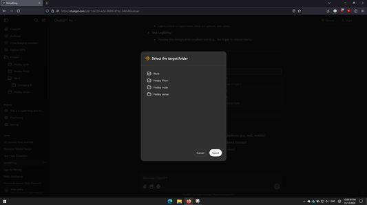 Chat select folder