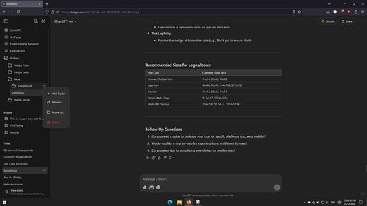 Folder menu