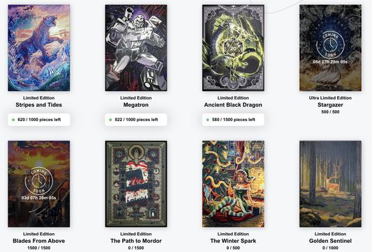 The Displate Limited Editin listing site w/ inventory counts added.