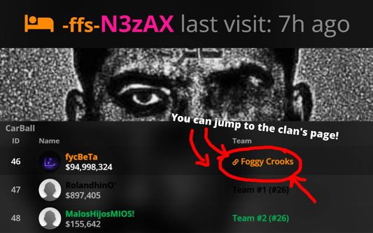 User Last Visit: see how inactive your buddy is 🤡. Monitor clan links: yay! you can click on them...