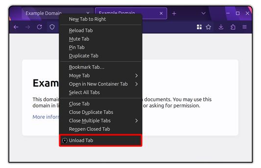 Example: unloading a single tab