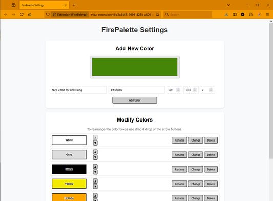 Use the settings page to individualize your color selection