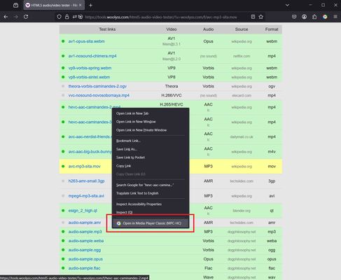 Addon in action on right clicking video / audio urls in firefox.