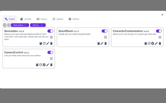The Gimloader interface for viewing plugins