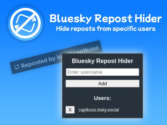 Bluesky Repost Hider: Hide reposts from specific users