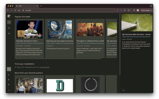 Curio home page