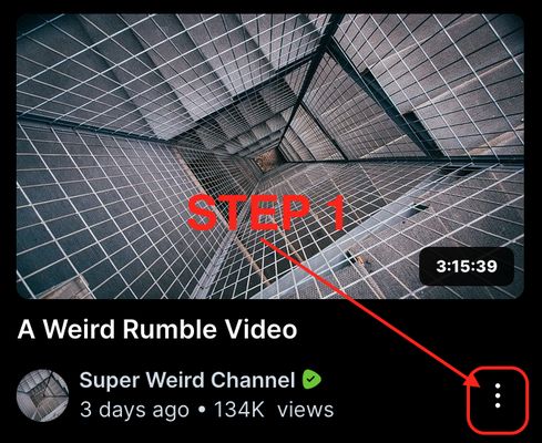 Click on the 3 vertical dots in the bottom, right-hand corner of the Rumble preview
