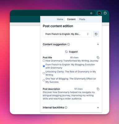 Get suggestions for your blog post title and the meta description
