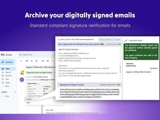 Archive digitally signed emails