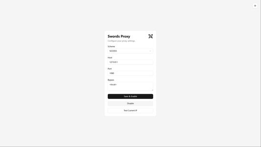 Options page of sword proxy.