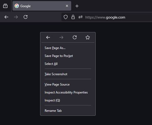 Right click anywhere on the page to get the "Rename Tab" option