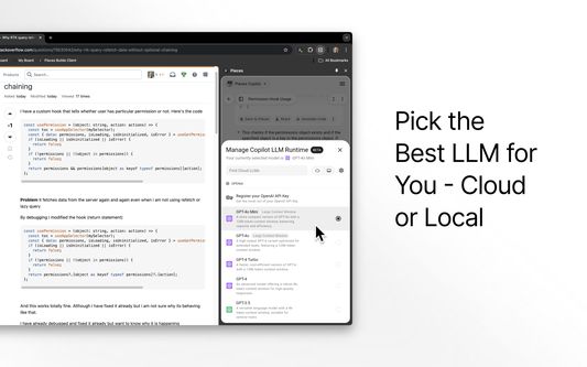 Choose from cloud or local AI models